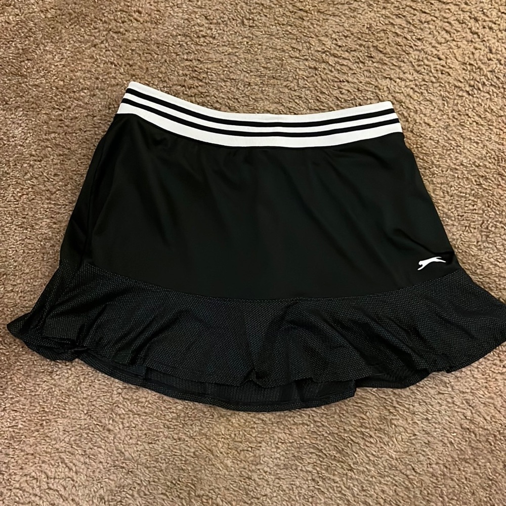 Black and White Slazenger Golf Tennis Skort Cute Stripes and Ruffles